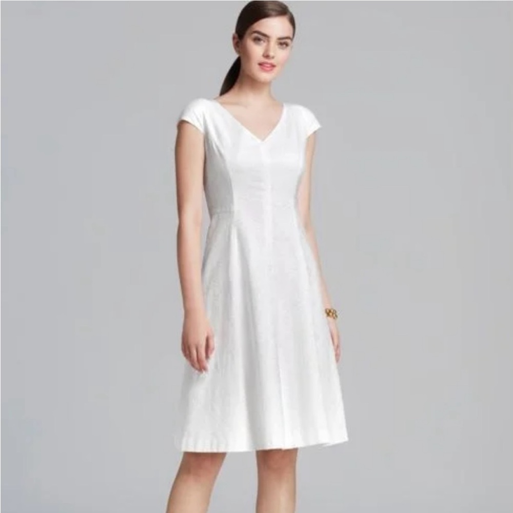 Anne Klein Cream Flutter Sleeve Midi Dress for Weddings